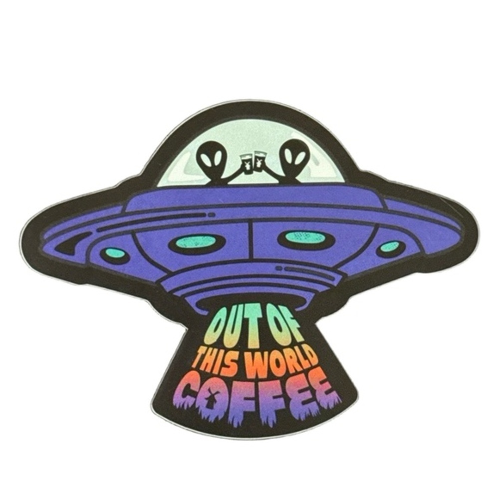 Dutch Bros Coffee Sticker Purple Alien UFO Glow‎ Dark Vinyl Decal Rainbow